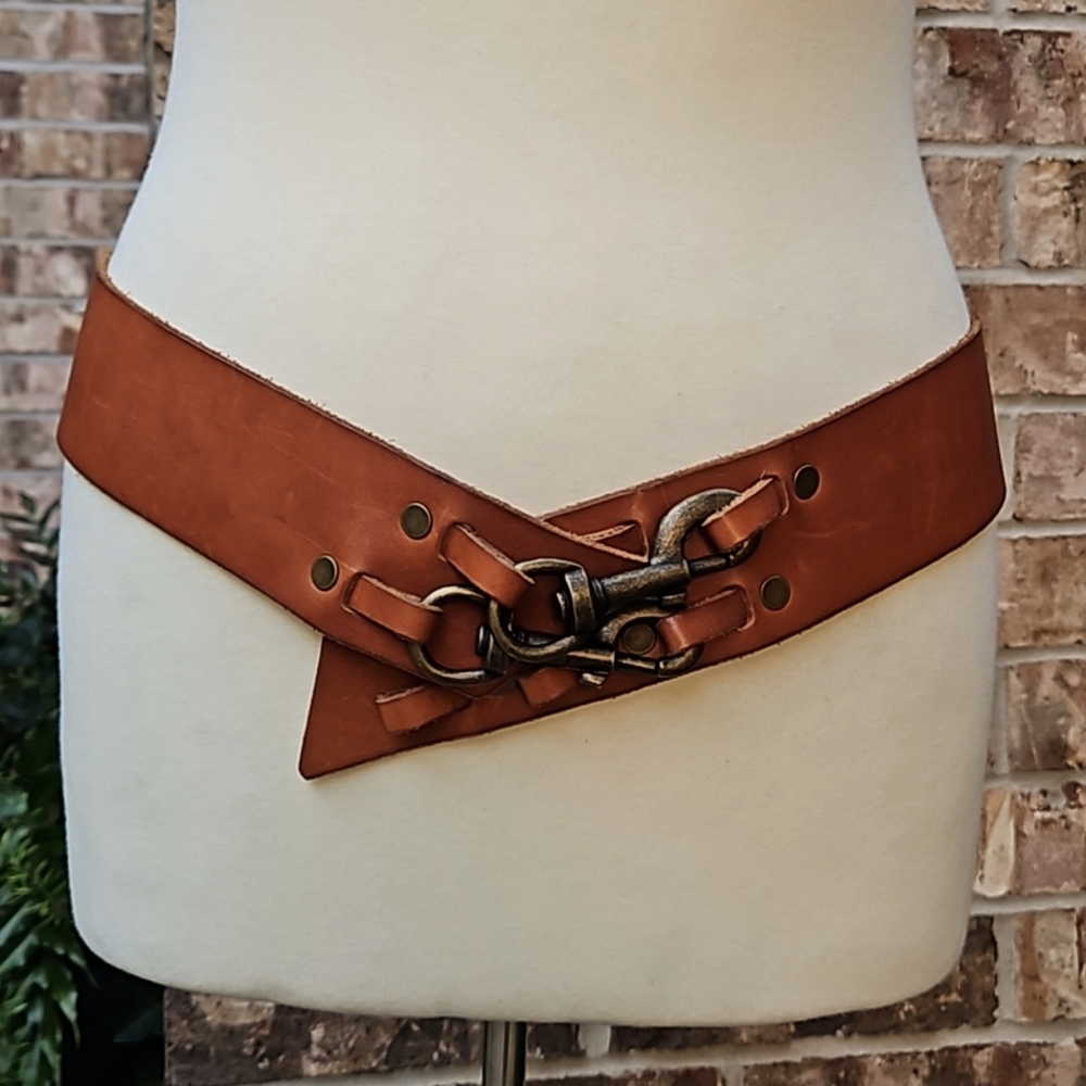 Linea Pella Leather Wide Belt sz S
